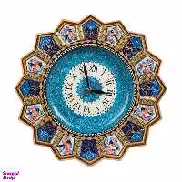 ساعت بزرگ خاتم کاری 43 سانتی متری با نقاشی گل و مرغ