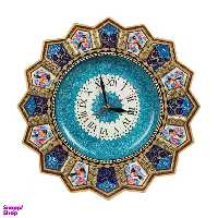 ساعت بزرگ خاتم کاری 43 سانتی متری با نقاشی گل و مرغ