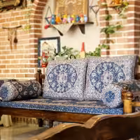 ست 5 تکه پشتی سنتی طرح سالار رنگ سرمه ای