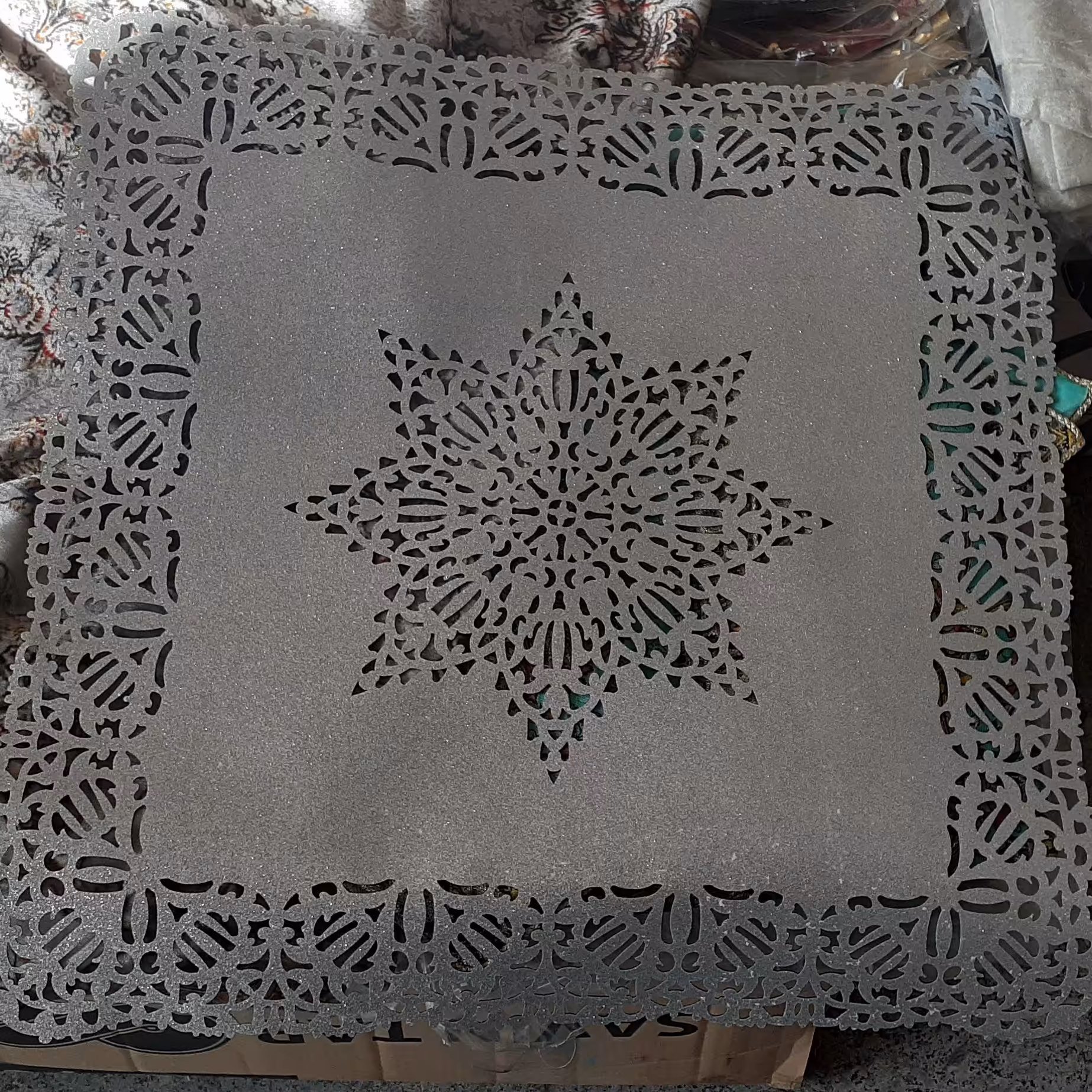 رومیزی 3 تیکه اکلیلی مربع مدل ستاره