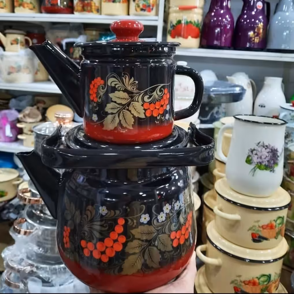 کتری و قوری لعابی مشکی