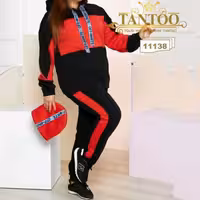 ست سویشرت شلوار کلاه سایزبزرگ11138