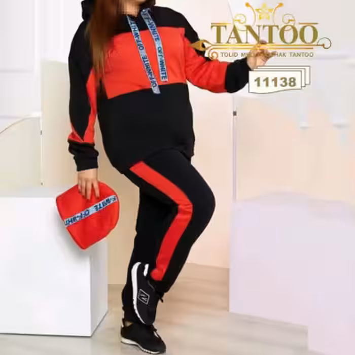 ست سویشرت شلوار کلاه سایزبزرگ11138