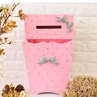 سطل زباله و جا دستمال کاغذی چوبی 