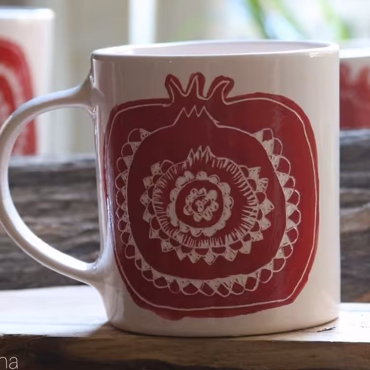 ماگ انار تپل سرامیکی دستساز