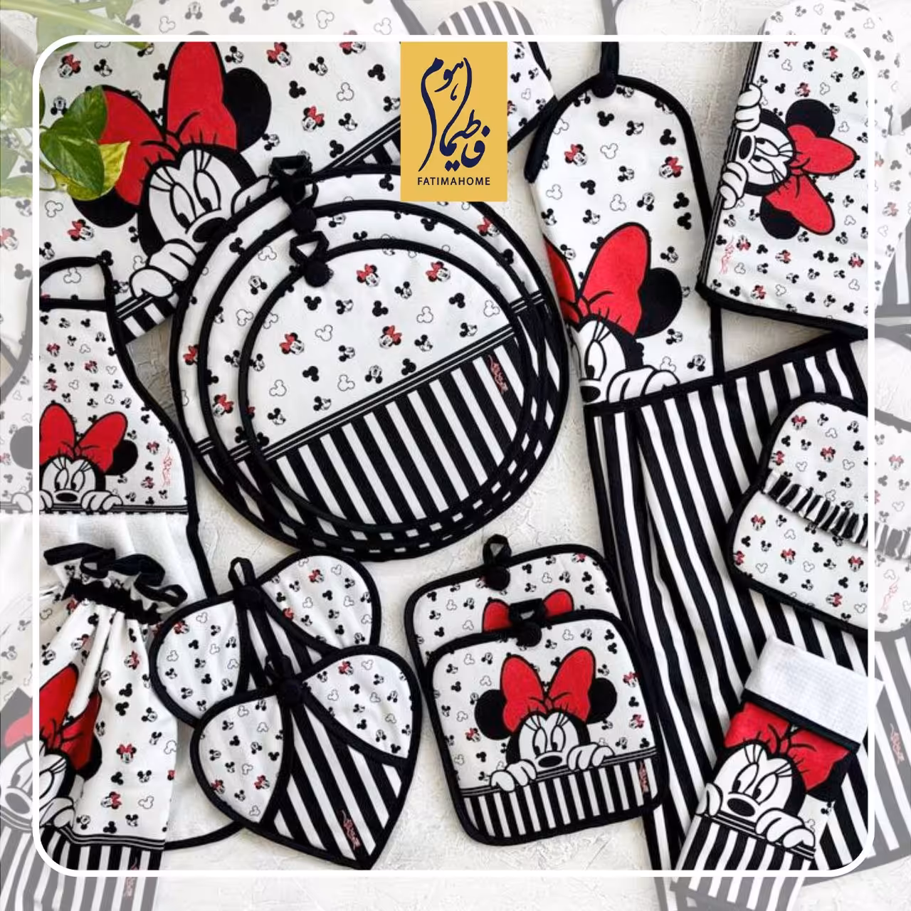 سرویس آشپزخانه مخمل 17 تکه مدل میکی موس طرح 62