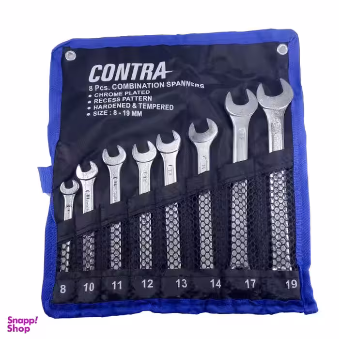 مجموعه 8 عددی آچار یکسر تخت و یک سر رینگی کنترا مدل C7