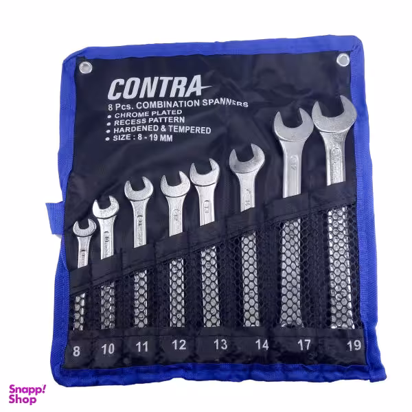 مجموعه 8 عددی آچار یکسر تخت و یک سر رینگی کنترا مدل C7