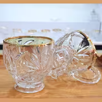 فنجان خورشیدی لب طلا ( سه گل تراش دار ) شش تایی خارجی مارک Majesty 