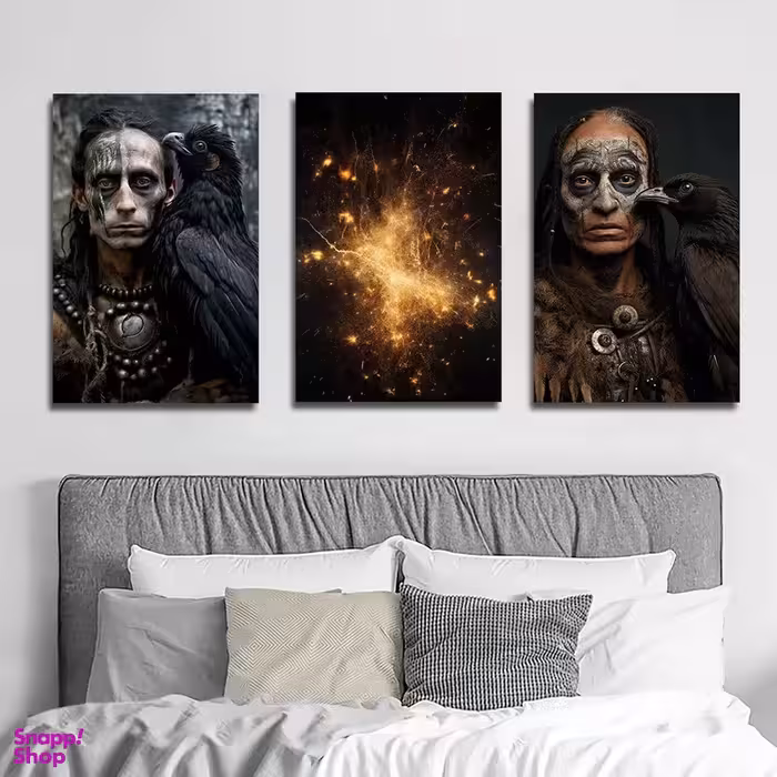 تابلو شاسی بکلیت طرح مرد سرخپوست مدل SH-1291 مجموعه 3 عددی