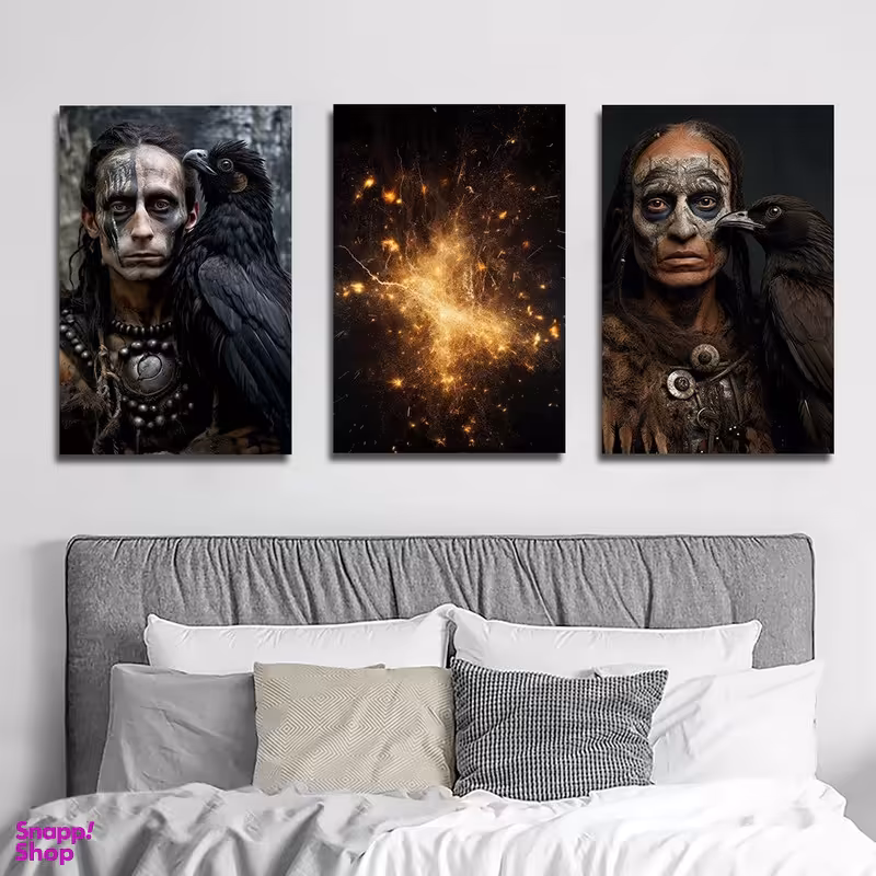 تابلو شاسی بکلیت طرح مرد سرخپوست مدل SH-1291 مجموعه 3 عددی