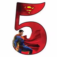استند رومیزی تولد مدل عدد 5 طرح سوپرمن
