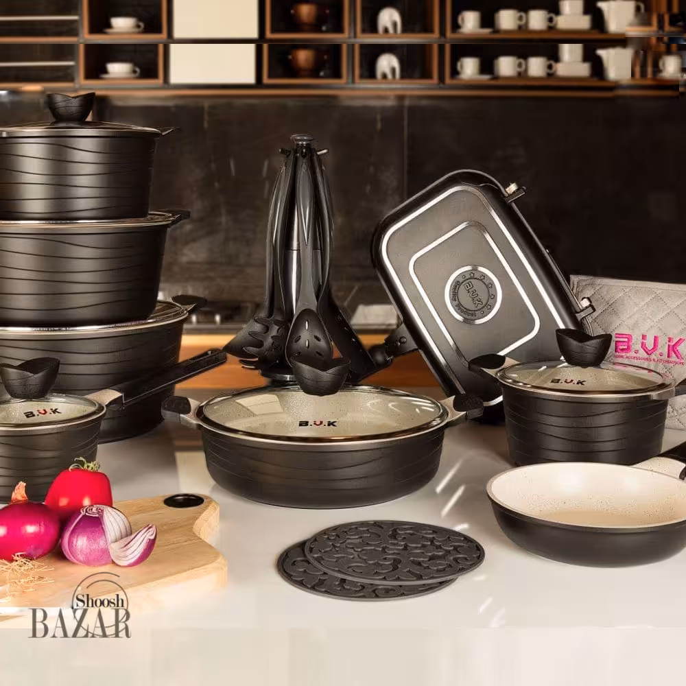 سرویس قابلمه 25 پارچه بی وی کی رنگ مشکی