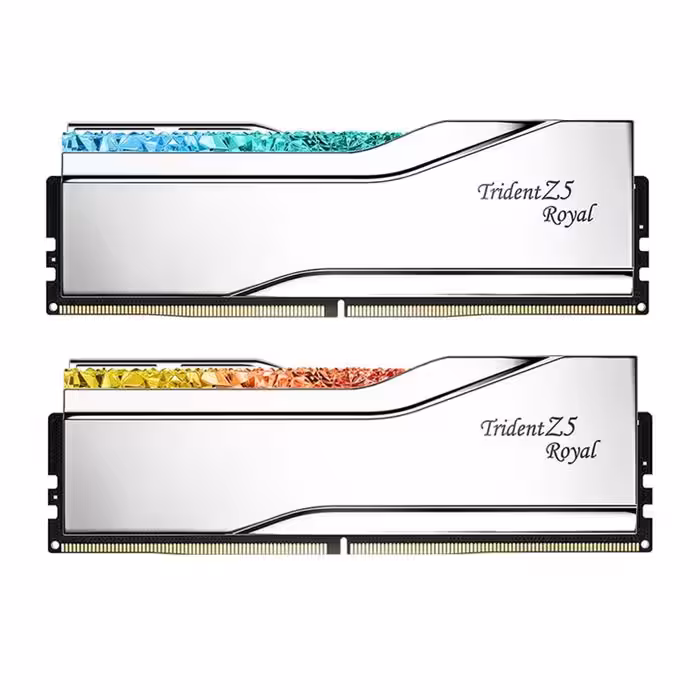 رم کامپیوتر DDR5 دو کاناله 7200 مگاهرتز CL34 جی اسکیل Trident Z5 Royal Silver RGB ظرفیت 32 گیگابایت