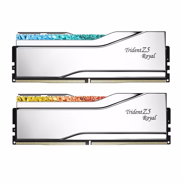 رم کامپیوتر DDR5 دو کاناله 7200 مگاهرتز CL34 جی اسکیل Trident Z5 Royal Silver RGB ظرفیت 32 گیگابایت
