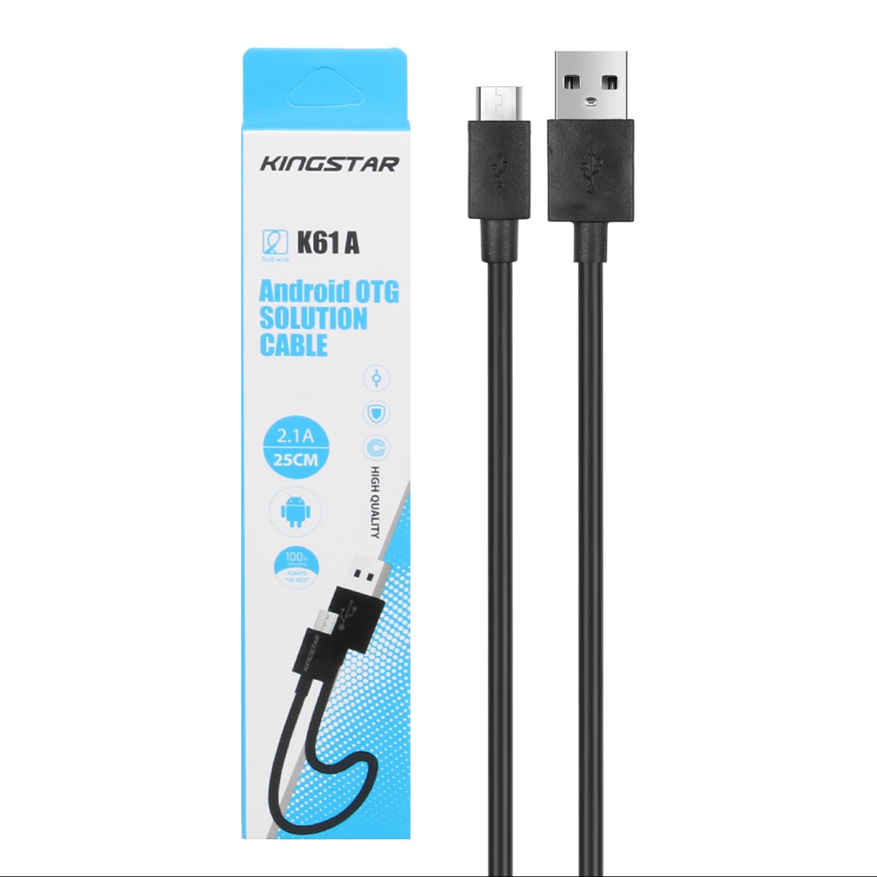 کابل شارژ پاوربانک اندروید KingStar مدل K61A-مشکی کد1897