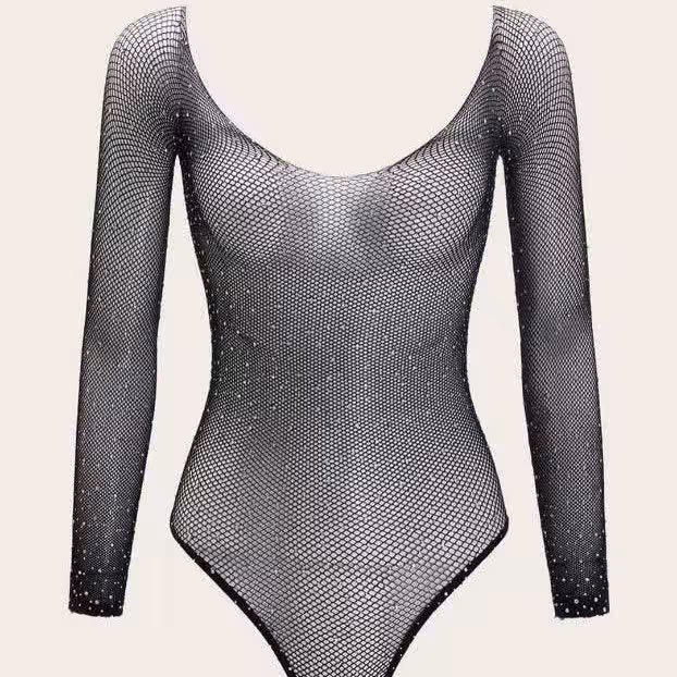 بادی زنبوری نگین دار آستین دار با کیفیت عالی و کار وارداتی