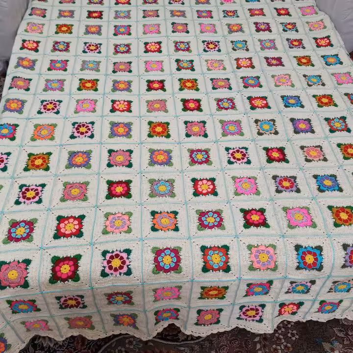 روتختی بافتنی دونفره قلاب بافی 