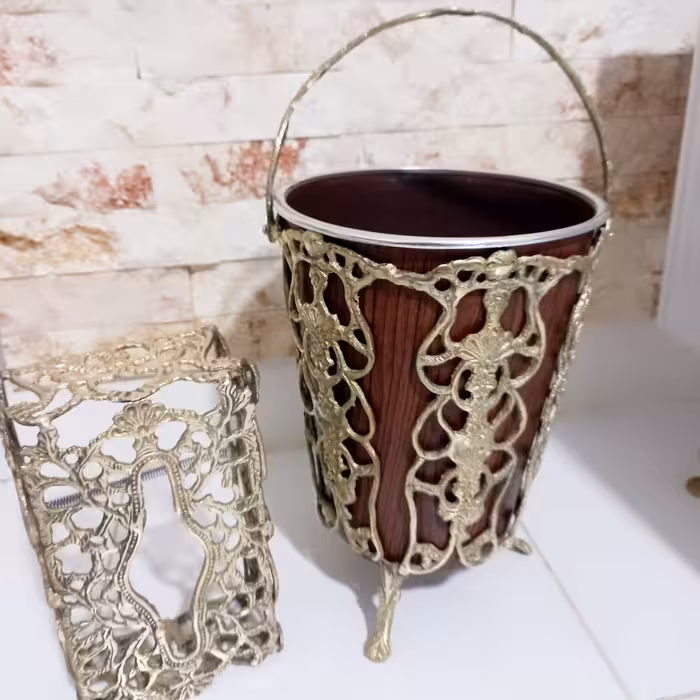 سطل و دستمال برنزی کوتاه