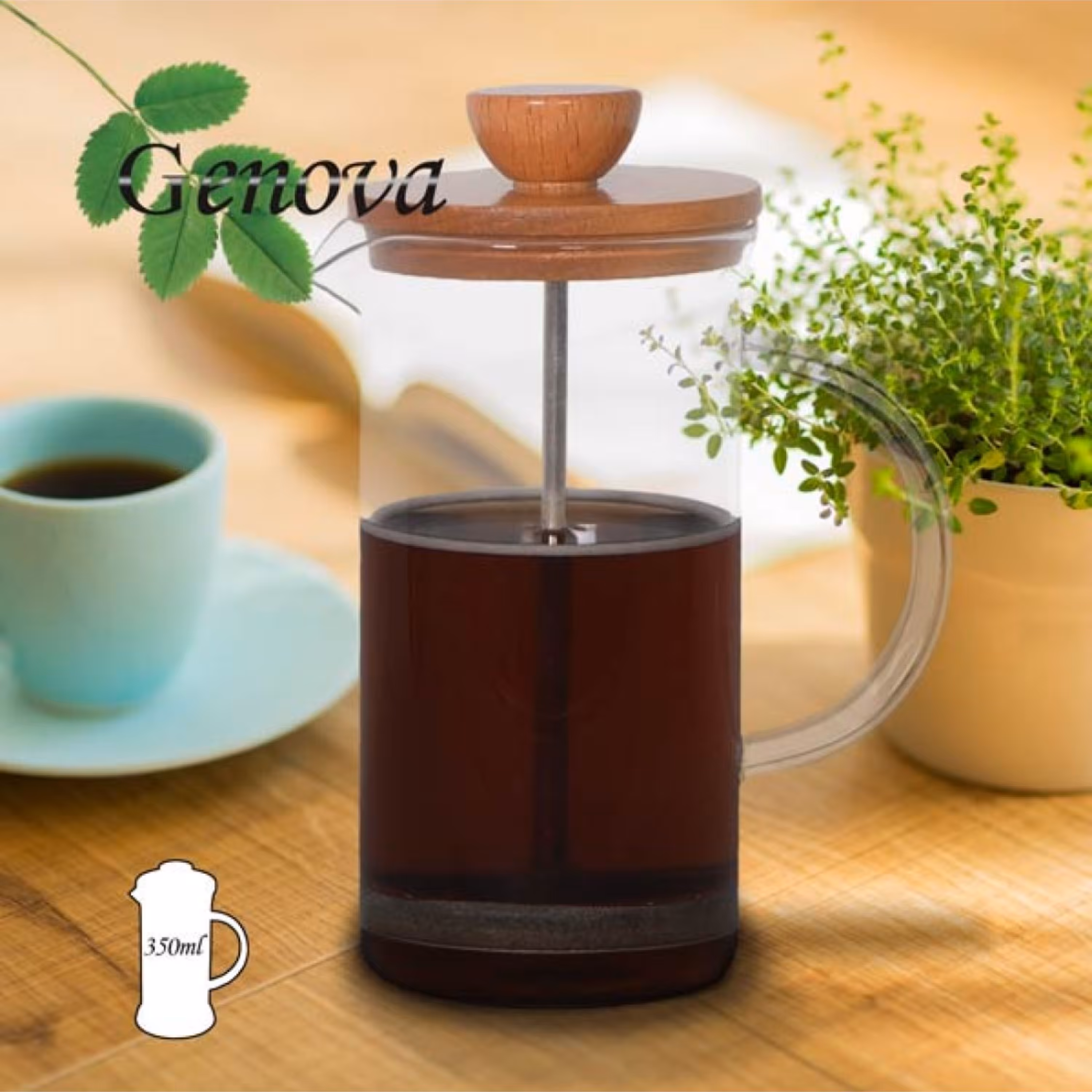قهوه ساز فرنچ پرس چوبی جنوا - 350 میلی لیتر