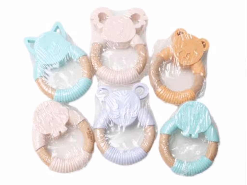 دندانگیر سیلیکونی نوزادی دسته چوبی wallaby little