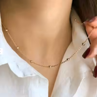 گردنبند استیل با زنجیر توپی