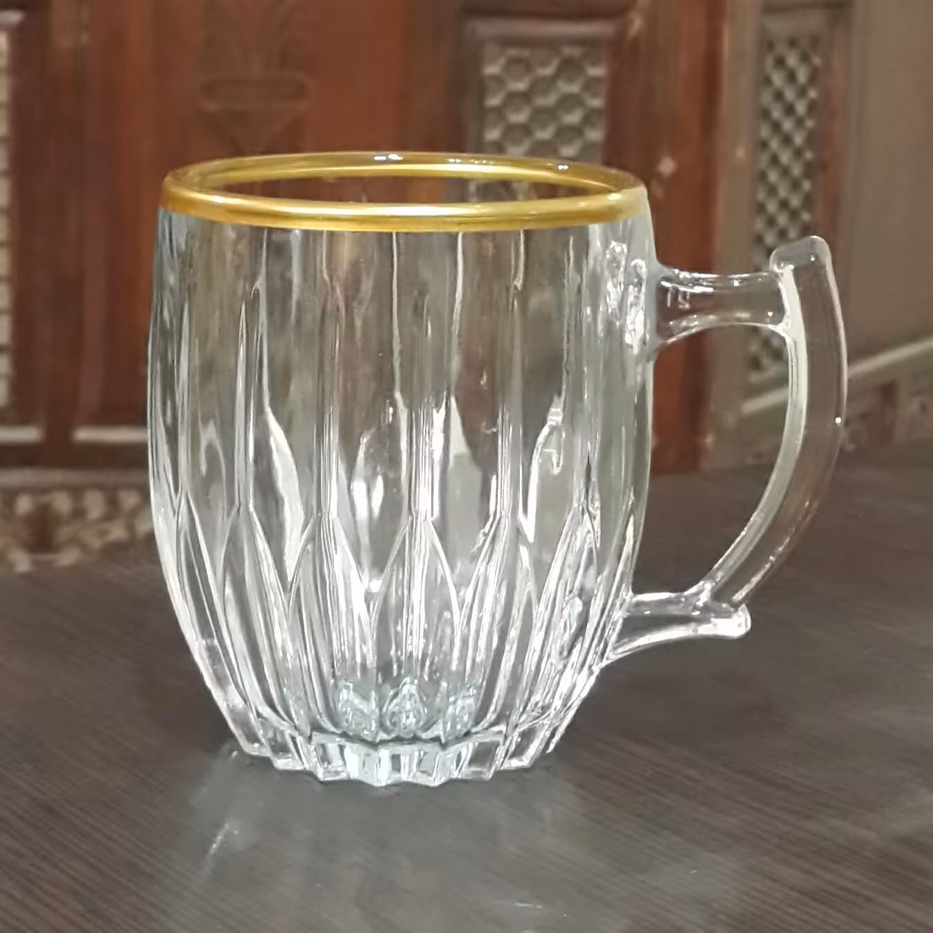 لیوان هگزا دسته دار لب طلایی