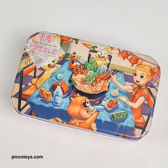 پازل قوطی فلزی 60 تکه طرح میز شام کد 5576143