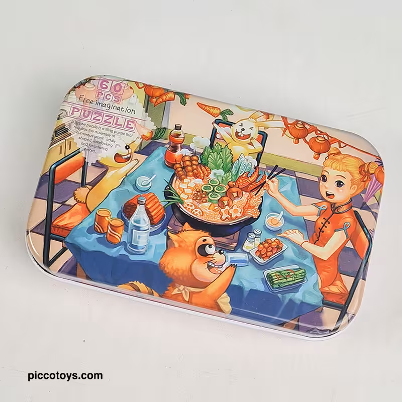 پازل قوطی فلزی 60 تکه طرح میز شام کد 5576143