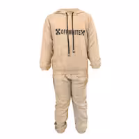 ست هودی و شلوار بچگانه کد B001 رنگ کرمی طرح off white