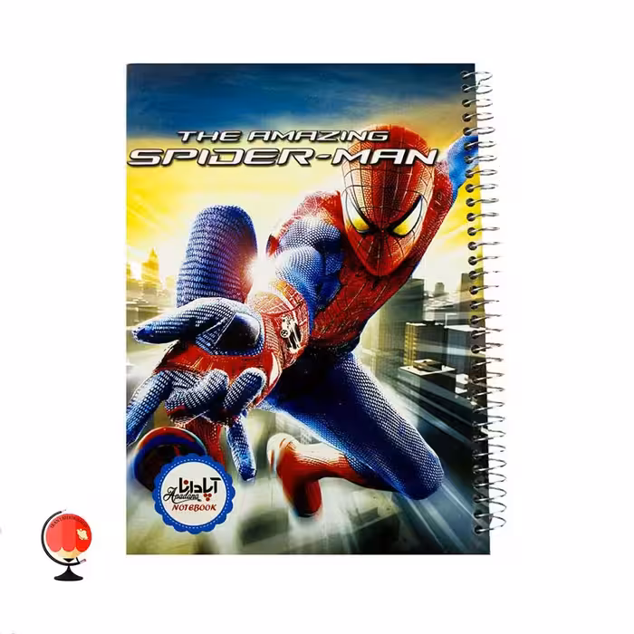 دفتر مشق 100برگ سیمی طرح مرد عنکبوتی جلد سخت برند آپادانا