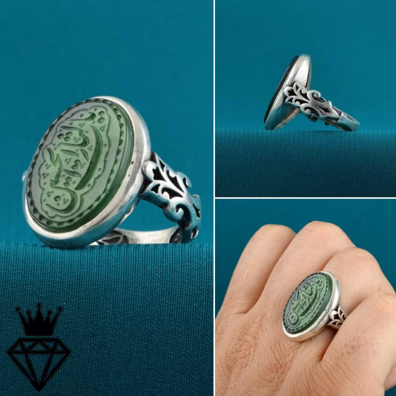 انگشتریشم خطی مردانه یالثارت الحسین رکاب صفوی عیار925