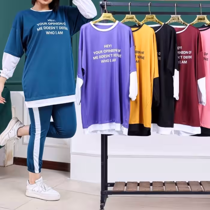 ست تیشرت شلوار کرپ کش تنخور عالی فوق العاده جذاب و شیک