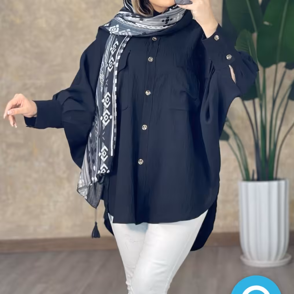 مانتو پانچ بابوس رنگ مشکی 