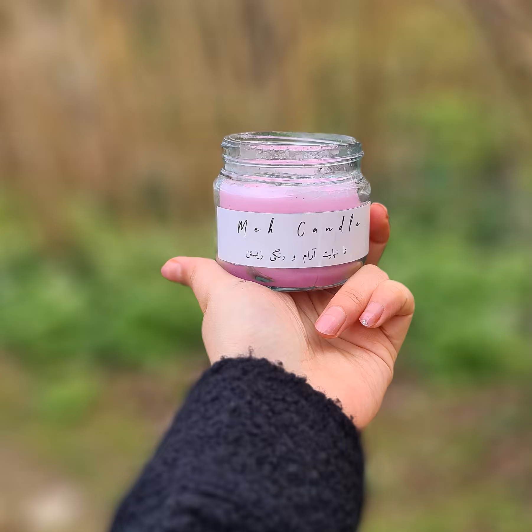 شمع شیشه ای  معطر   وانیلی یاسی