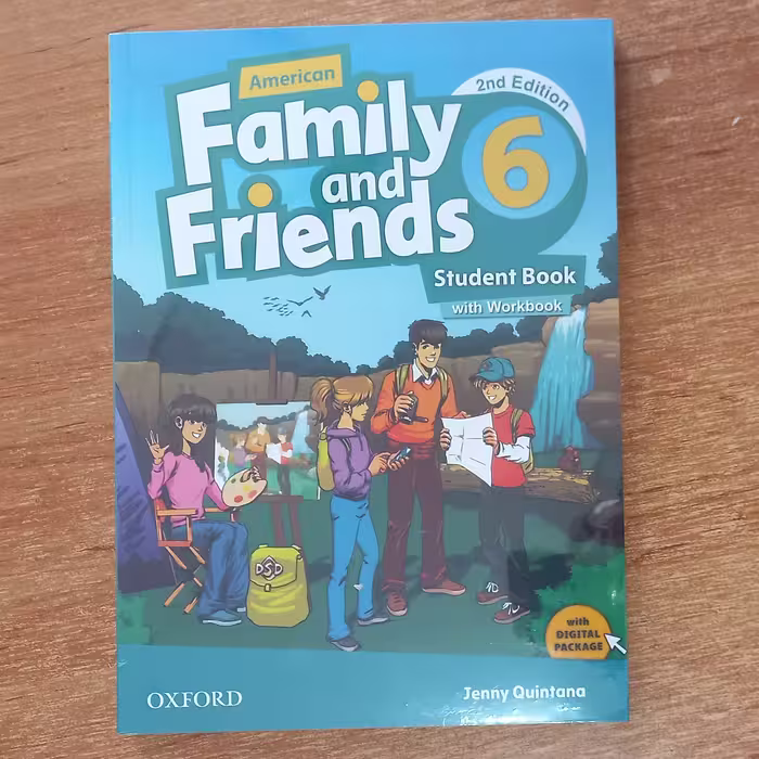 کتاب زبان فمیلی اند فرندز  American Family and Friends  6 سایز وزیری همراه با کتاب کار +Qr کد