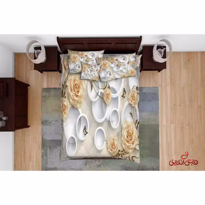 روتختی سه بعدی رز طلایی و حلقه کد 2546