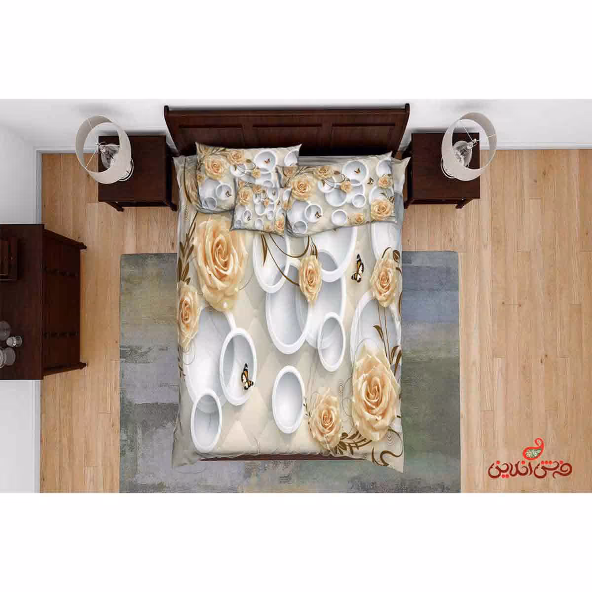 روتختی سه بعدی رز طلایی و حلقه کد 2546