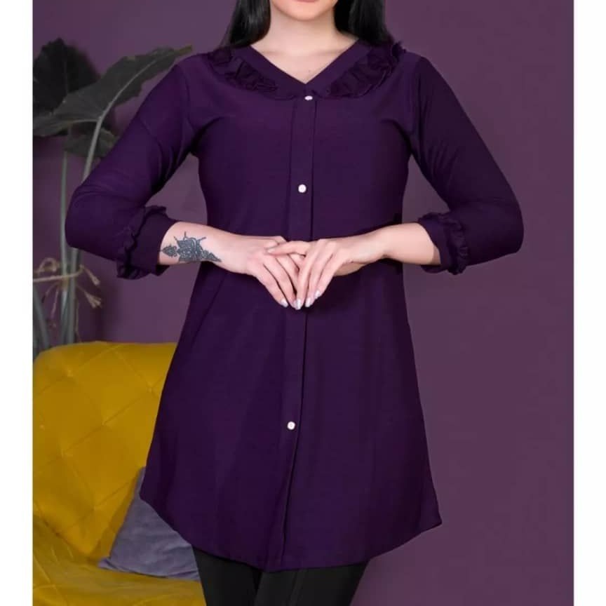 تونیک یقه چین دار زنانه رنگ بنفش