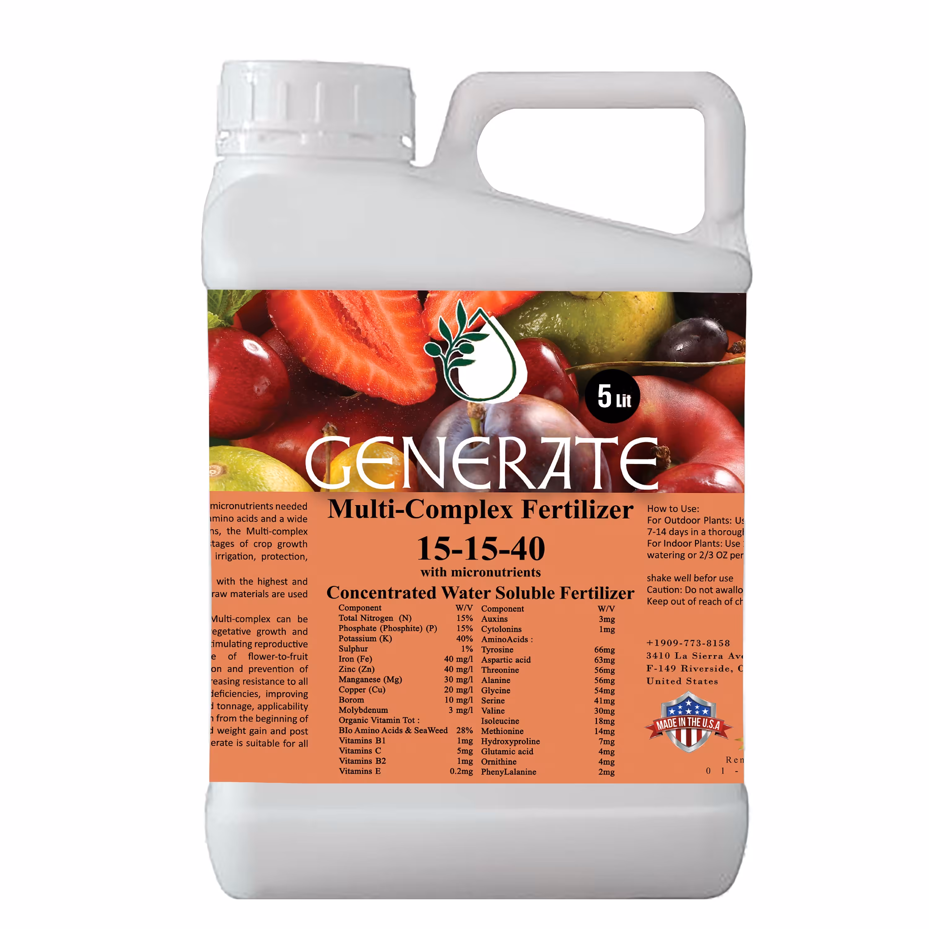 کود کامل هورمونی مولتی کمپلکس پنج 5 لیتری جنریت محصول آمریکا