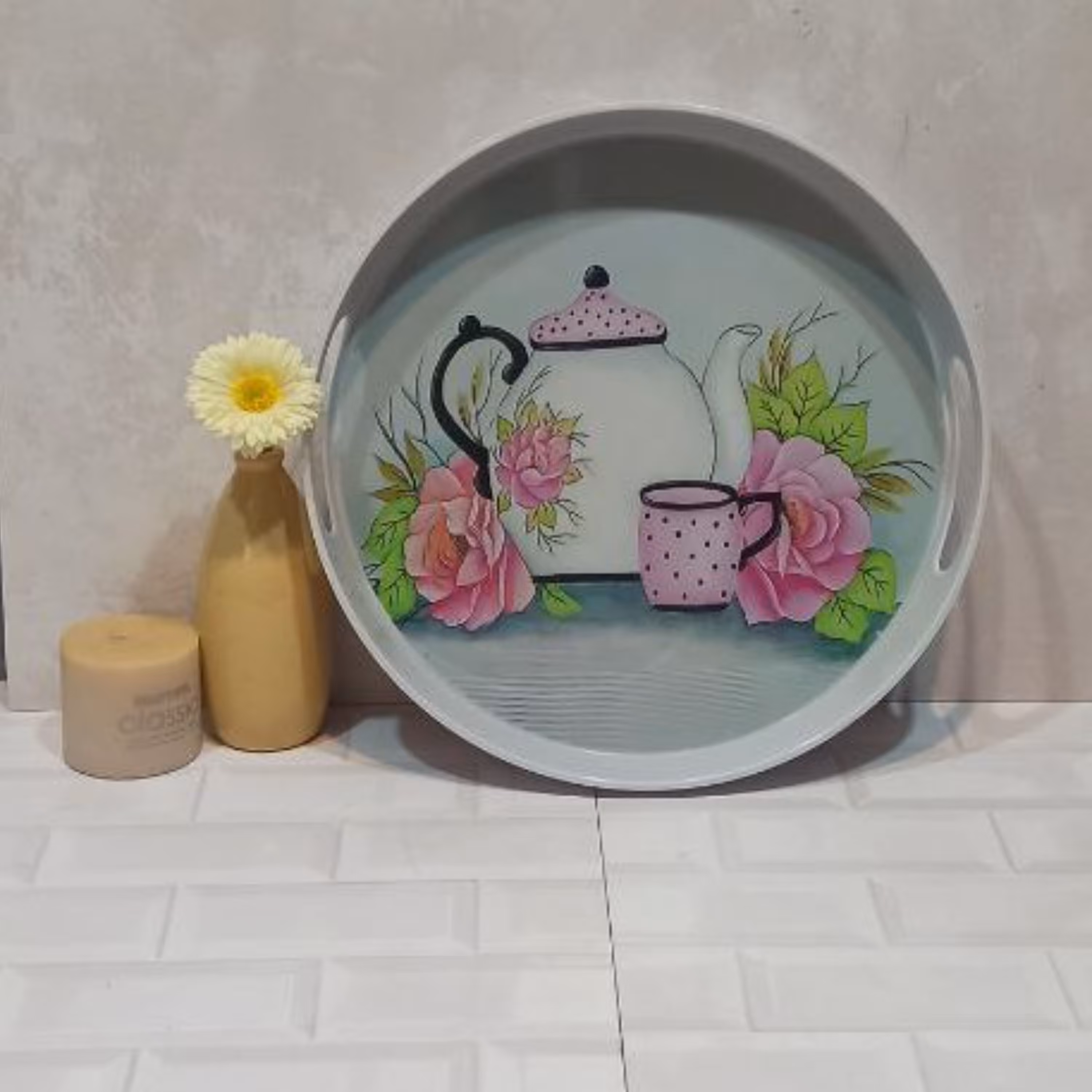 سینی ملامین918گرد دسته دار انگلیش هوم محصول برندمعتبر مهروزجنس ملامین استاندارد 