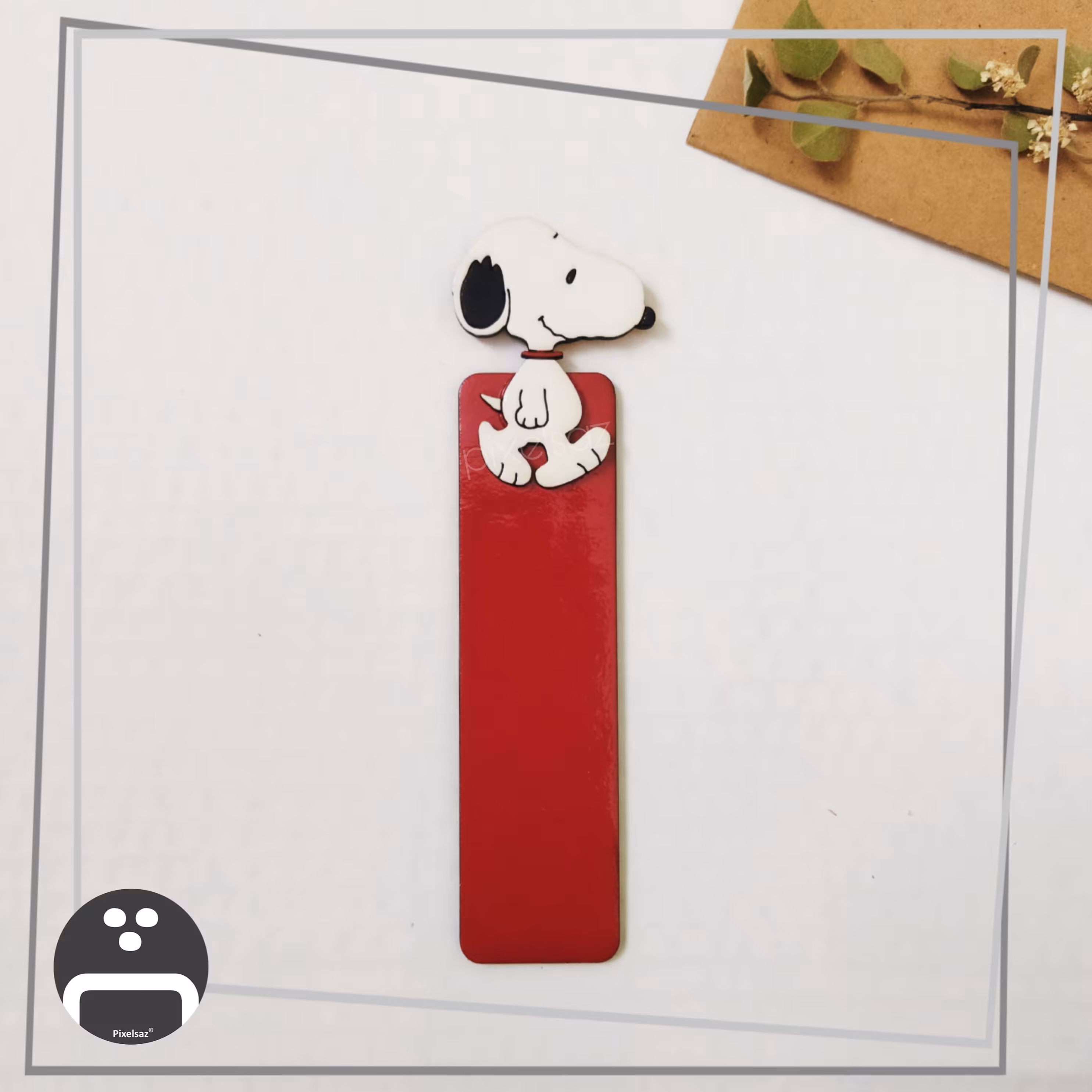 بوکمارک طرح اسنوپی پیکسل ساز/جنس چوبی و نقاشی شده/طول13سانت/مناسب برای نشان گذاری صفحات کتاب