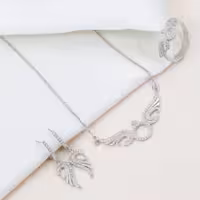 نیم ست نقره زنانه طرح بال فرشته مدل حلقه دار کد 2526