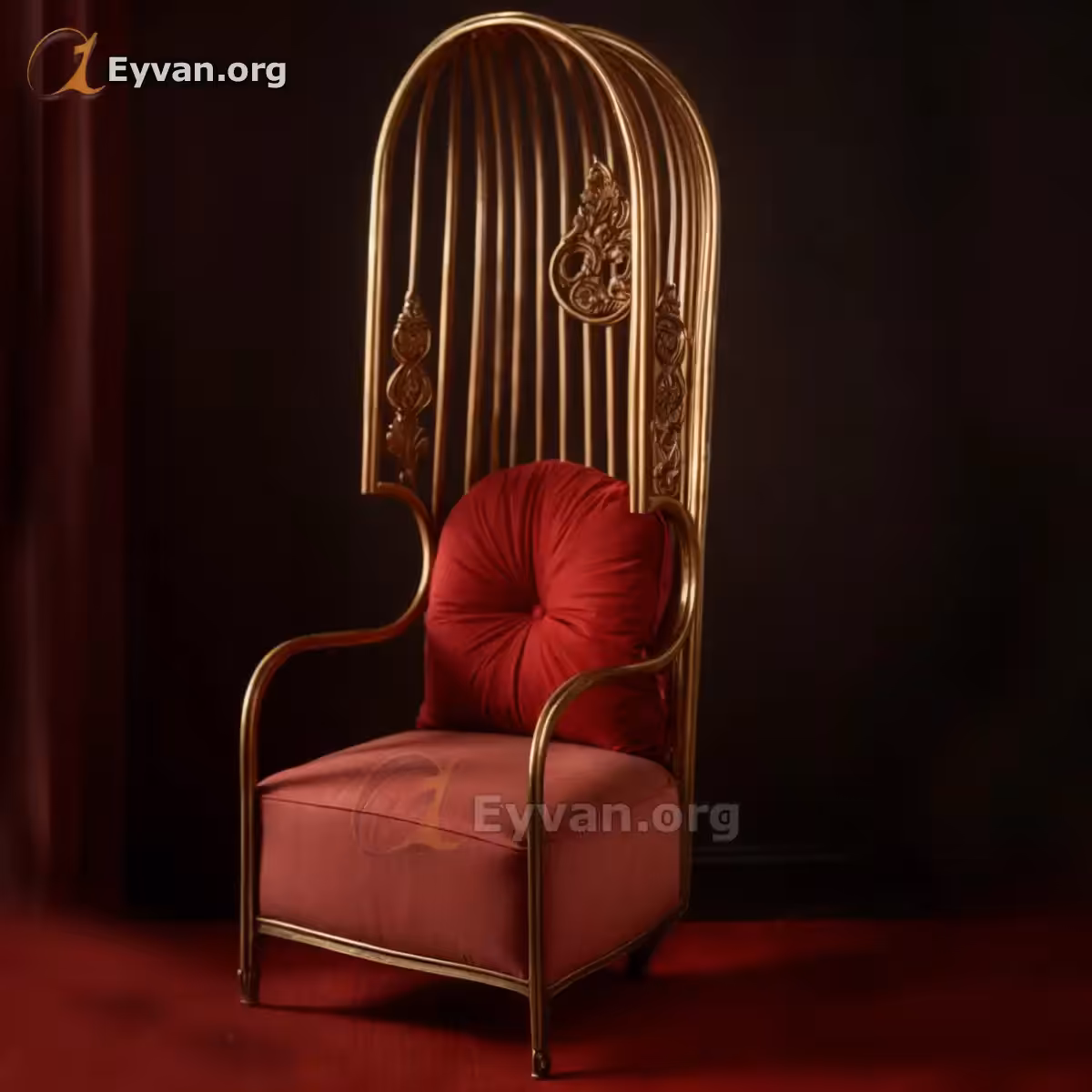 صندلی شاه نشین سرخ | مدل منبت کد GH6521