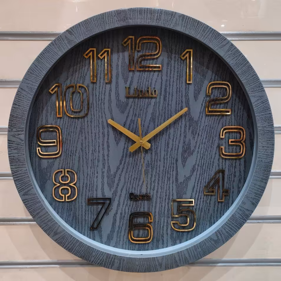 ساعت لیندو 312  رنگ طوسی عرض60 موتور ارامگرد جنس بدنه پلاستیک 