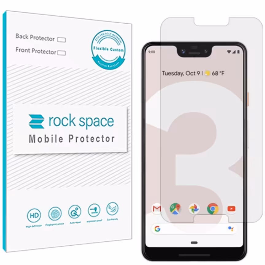 گلس نانو هیدروژل شفاف و ضد ضربه گوشی گوگل pixel3 XI برند راک اسپیس    