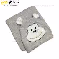 حوله پالتویی کودک سلین طرح میمون طوسی روشن سایز 8-9