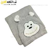 حوله پالتویی کودک سلین طرح میمون طوسی روشن سایز 8-9