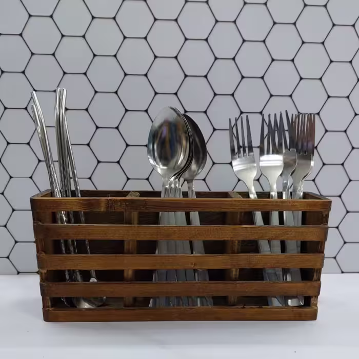 جاقاشقی3خانه چوبی نرده ای-جای قاشق چنگال- باکس چوبی3خونه نرده ای