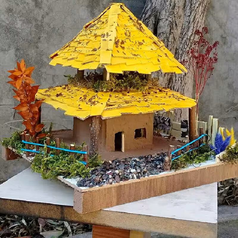 کلبه چوبی بهاری صنایع دستی گیلان طرح روستایی کاربرد تزئینی 